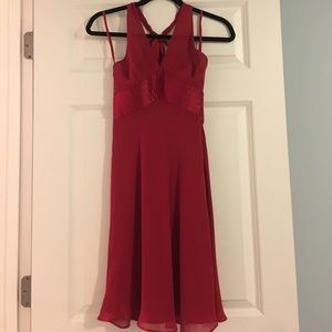 Gorgeous sheer red evening halter dress w/ satin!